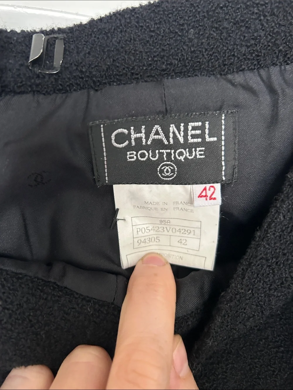 CHANEL Black A-Line Wool Skirt